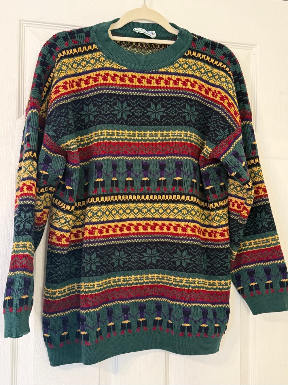 Vintage ON TIME Multicolor Fair Isle / Nordic Patterned Christmas Sweater